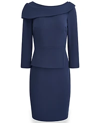 Donna Karan New York Women's Long-Sleeve Peplum Foldover Boat Neck Dress