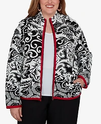 Alfred Dunner Plus Stand Collar Zipper-Front Short Jacket