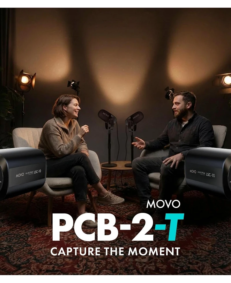 Movo Two Person Video Podcast Equipment 4K Usb-c Audio Interface Bundle