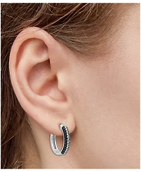 Black & White Diamond Hoop Earrings (1/6 ct. t.w.) in Sterling Silver