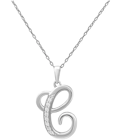 Diamond C Initial 18" Pendant Necklace (1/10 ct. t.w.) in Sterling Silver