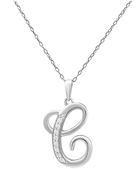 Diamond C Initial 18" Pendant Necklace (1/10 ct. t.w.) in Sterling Silver