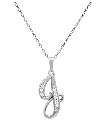Diamond J Initial 18" Pendant Necklace (1/10 ct. t.w.) in Sterling Silver