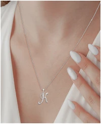 Diamond K Initial 18" Pendant Necklace (1/10 ct. t.w.) in Sterling Silver