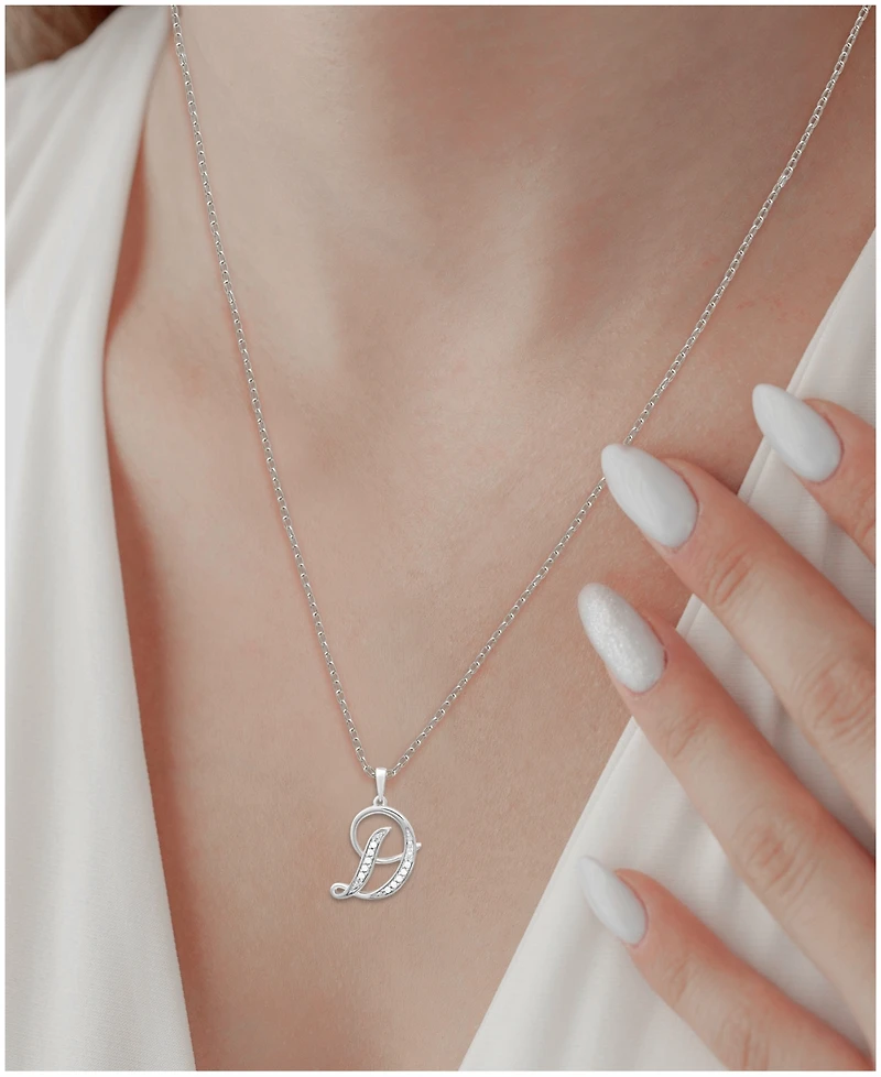 Diamond D Initial 18" Pendant Necklace (1/10 ct. t.w.) in Sterling Silver
