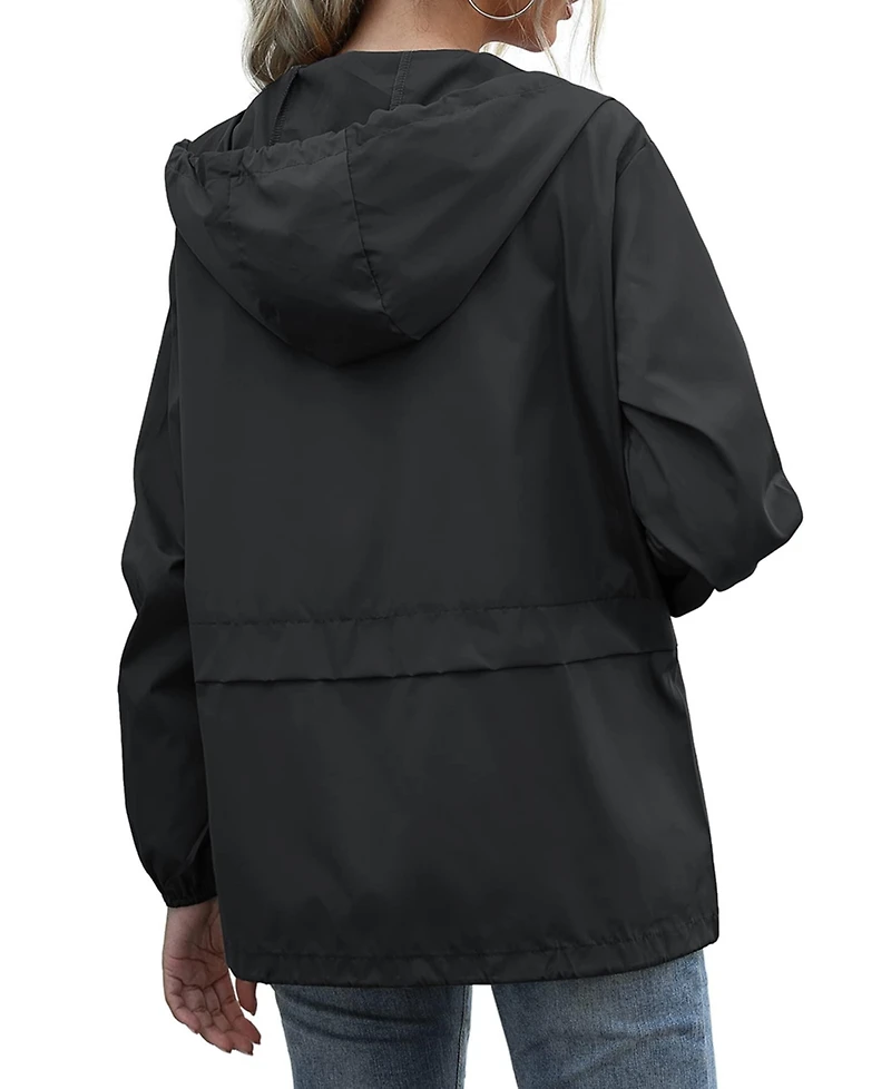 Piscifun Women's Lightweight Waterproof Packable Rain Jacket Windproof Hooded With Pockets For Travel Outdoor