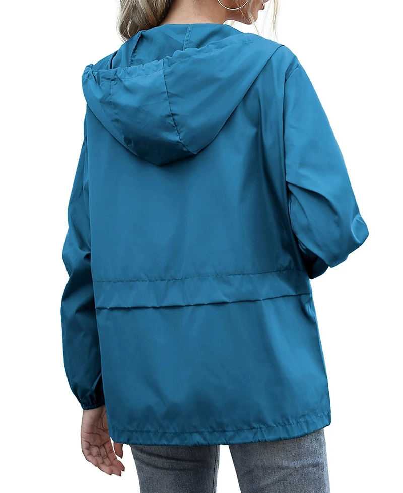Piscifun Women's Lightweight Waterproof Packable Rain Jacket Windproof Hooded With Pockets For Travel Outdoor