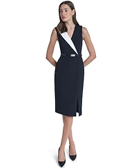Calvin Klein Women's V-Neck Sleeveless Sheath Dress
