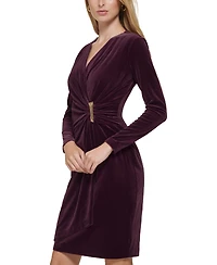 Calvin Klein Women's Velvet V-Neck Long-Sleeve Dress
