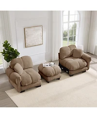 Clihome Chenille Cloud L-Shaped Loveseat Sofa,Stylish petal design Sofa Couch with Movable Ottoman