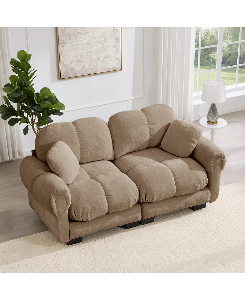 Clihome Chenille Cloud Loveseat Sofa with exquisite pillows