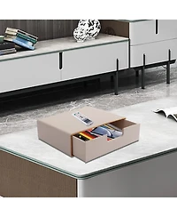 Danrong Faux Leather Stackable Drawer Organizer Desk File Storage For Home Office Supplies