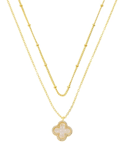 Unwritten Cubic Zirconia Gold-Plated Clover with Crystal Shakers Layered Necklace Set