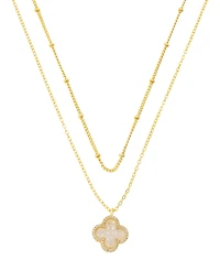 Unwritten Cubic Zirconia Gold-Plated Clover with Crystal Shakers Layered Necklace Set