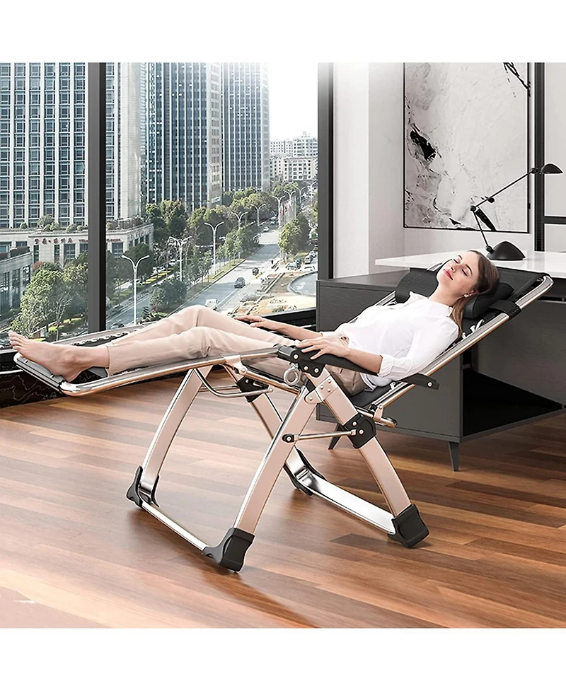 Aboron Outdoor Padded Zero Gravity Lounger, Recliner with Cushion and Cup Holder, Supports 440lbs