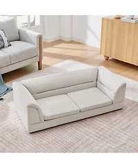 6thdruple Linen Oversized Pet Sofa Bed, Raised Dog Couch with Foam Cushion for Large Dogs