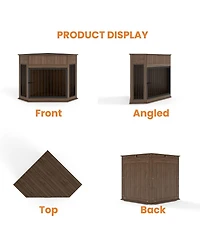 6thdruple 44.6" Corner Dog Crate with Fluted Drawer, for Small or Medium Dogs Decorative Dog Kennel End Table