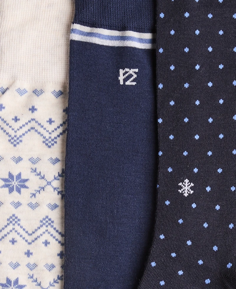 Perry Ellis Portfolio Men's Fair Isle Flat-Knit Crew Socks, 3-Pack