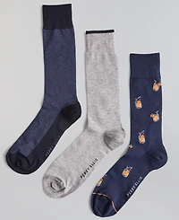 Perry Ellis Portfolio Men's Drinks Flat-Knit Stripes Crew Socks, 3-Pack
