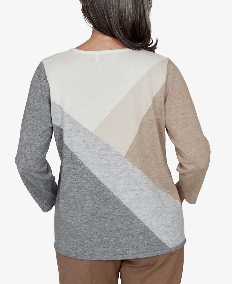 Alfred Dunner Petite Colorblock 3/4-Sleeve Pullover