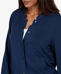 Alfred Dunner Petite Mandarin-Collar Bomber Jacket