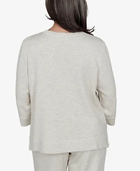 Alfred Dunner Petite 3/4-Sleeve Embellished Top