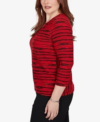 Alfred Dunner Petite Keyhole Neck 3/4-Sleeve Blouse