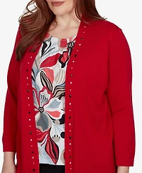Alfred Dunner Petite Shawl-Collar 3/4-Sleeve Cardigan