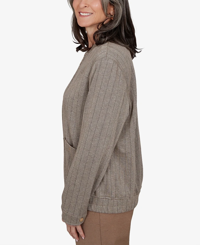 Alfred Dunner Women's Stripe Bomber Jacket