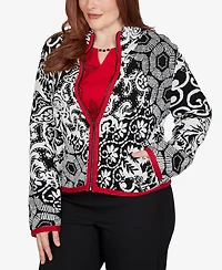 Alfred Dunner Women's Long-Sleeve Zip-Front Knit Jacket