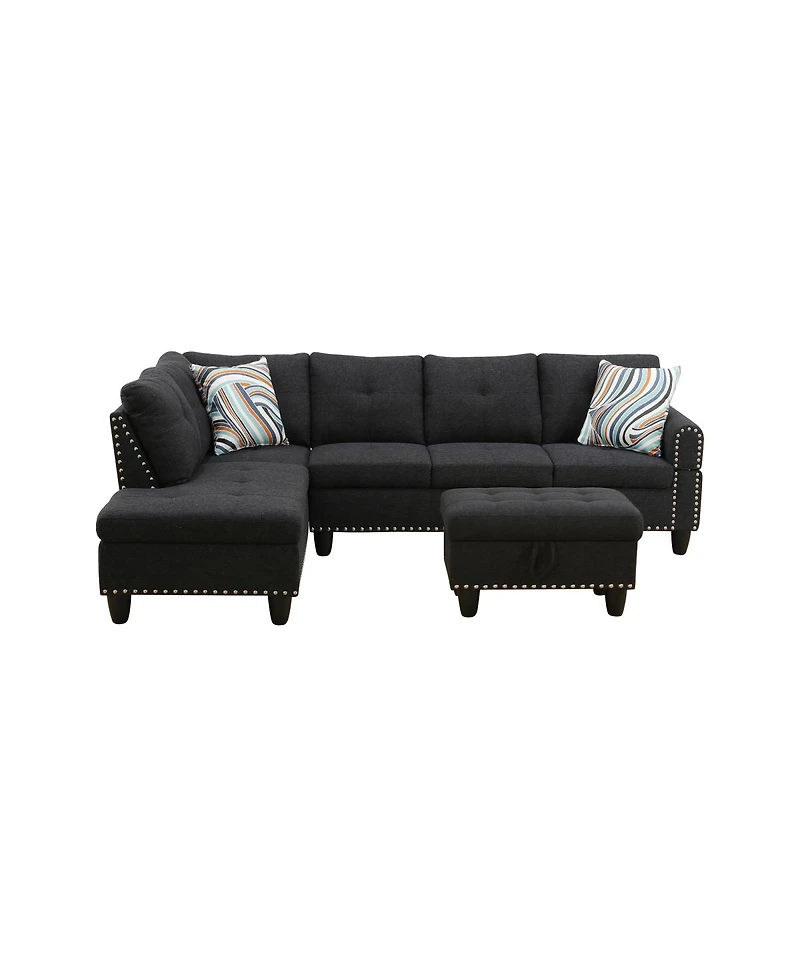 Streamdale Furniture L shape Sectional Sofa Chair with cup holder