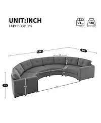 Streamdale Furniture 4-Piece Upholstered Curved Modular Sectional Sofa
