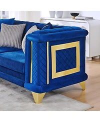 Streamdale Furniture Velvet 3-Seater Luxury Sofa with Gold Trims and Pillows