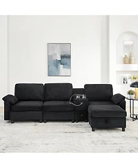 Streamdale Furniture Modern Modular L-Shaped Sectional Sofa with Storage and Cup Holders