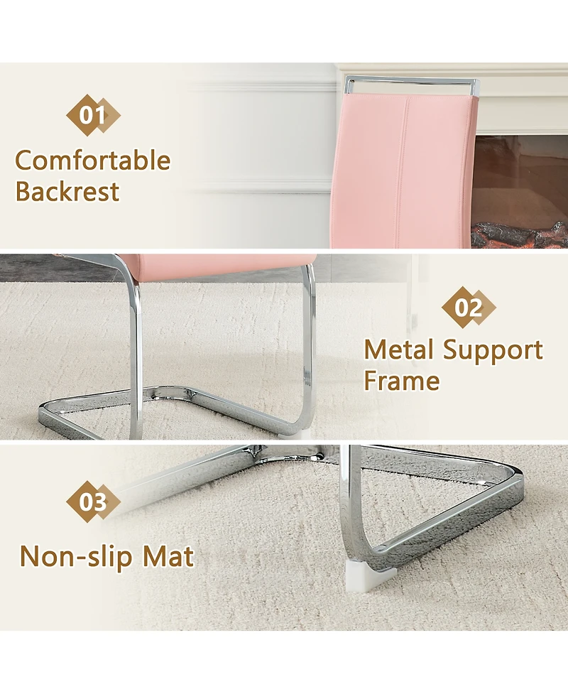 Streamdale Furniture Set of 4 Pu Dining Chairs with Legs