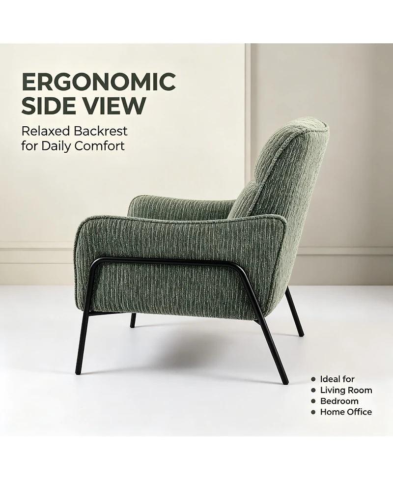 Streamdale Furniture Modern Striped Fabric Accent Chair with Black Metal Frame