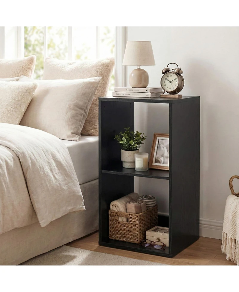 Sugift 2-Cube Bookshelf with Back Guardrail for Living Room