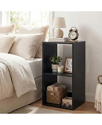 Sugift 2-Cube Bookshelf with Back Guardrail for Living Room