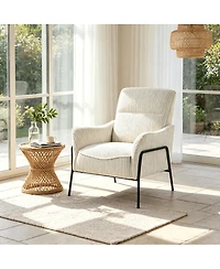 Streamdale Furniture Modern Striped Fabric Accent Chair with Black Metal Frame