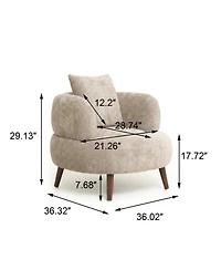 Streamdale Furniture Nordic Chenille Lazy Club Chair with Ottoman and Pillow