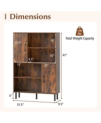 Slickblue 4 Tier Open Shelf Storage Cabinet with Doors for Entryway Organization