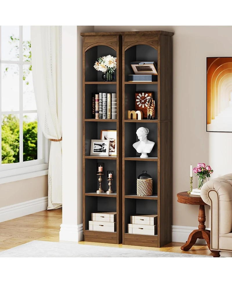 Tribesigns 70.9'' Tall Narrow Bookcase Set of 2, 5-Tier Cube Bookshelf