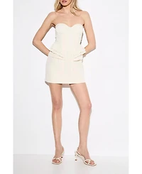 MissPap Women's Premium Sweetheart-Neck Shirred-Bust Peplum Mini Dress