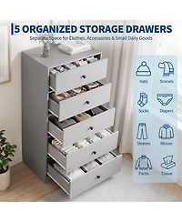 Gaomon 2 Set of Tall Vertical 5 Drawer Dresser