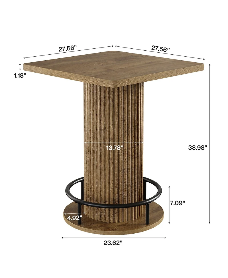 Tribesigns Square Bar Table, 39.4" H Brown Bistro Pub Table