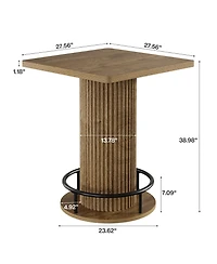 Tribesigns Square Bar Table, 39.4" H Brown Bistro Pub Table