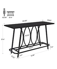 Tribesigns 63-Inch Industrial Bar Table with Sturdy Metal Frame