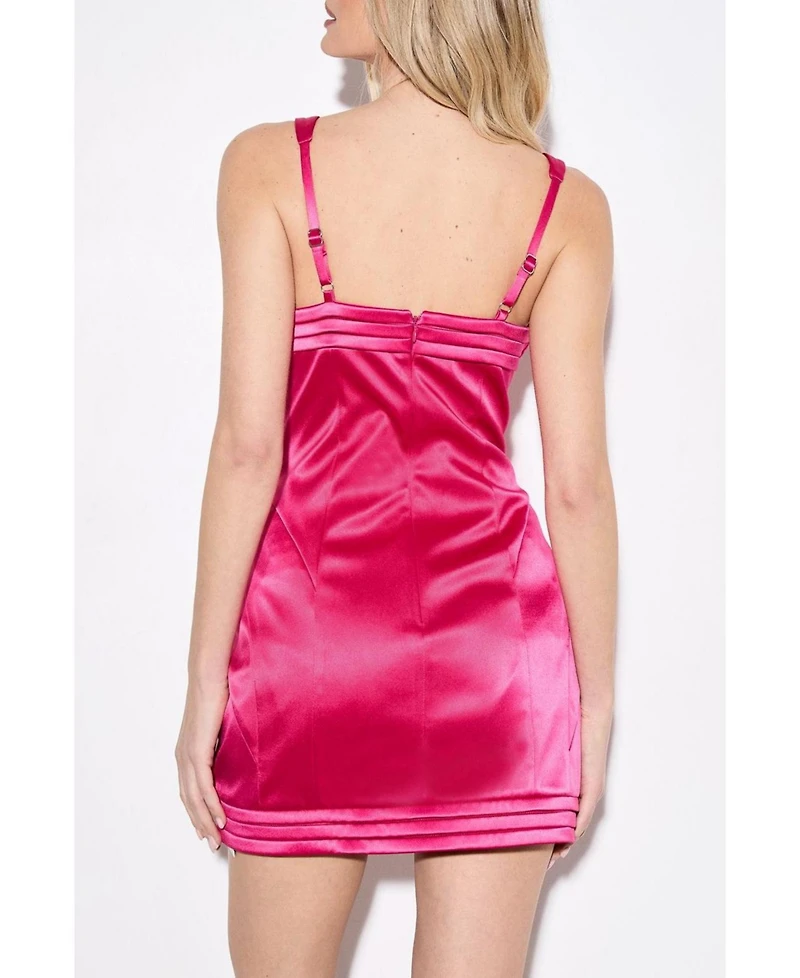 MissPap Women's Corset Mini Satin Dress
