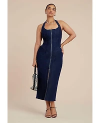 Eloquii Women's Plus Denim Corset Dress