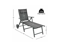 Lucky One Patio Reclining Chaise Lounge with Adjustable Backrest and Pillow